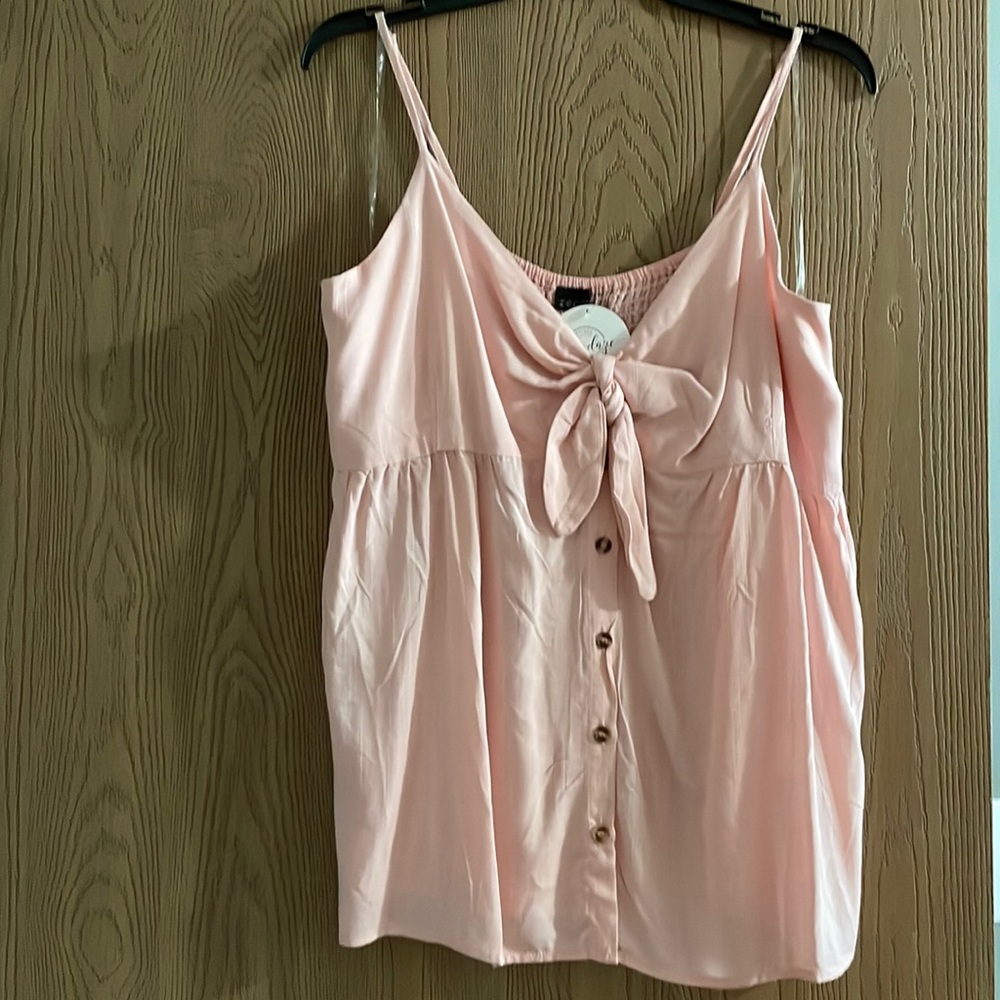 NWT womens button front tie detail tank